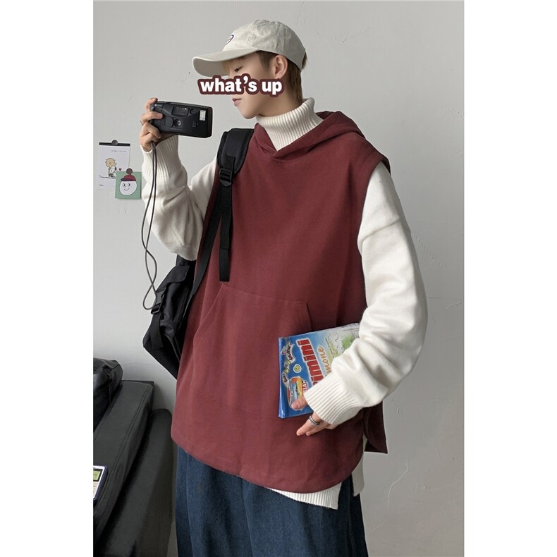 秋装港风针织背心宽松休闲ins潮毛线连帽马甲男女韩版潮H204/P50,男装背心/马甲,电商A221A