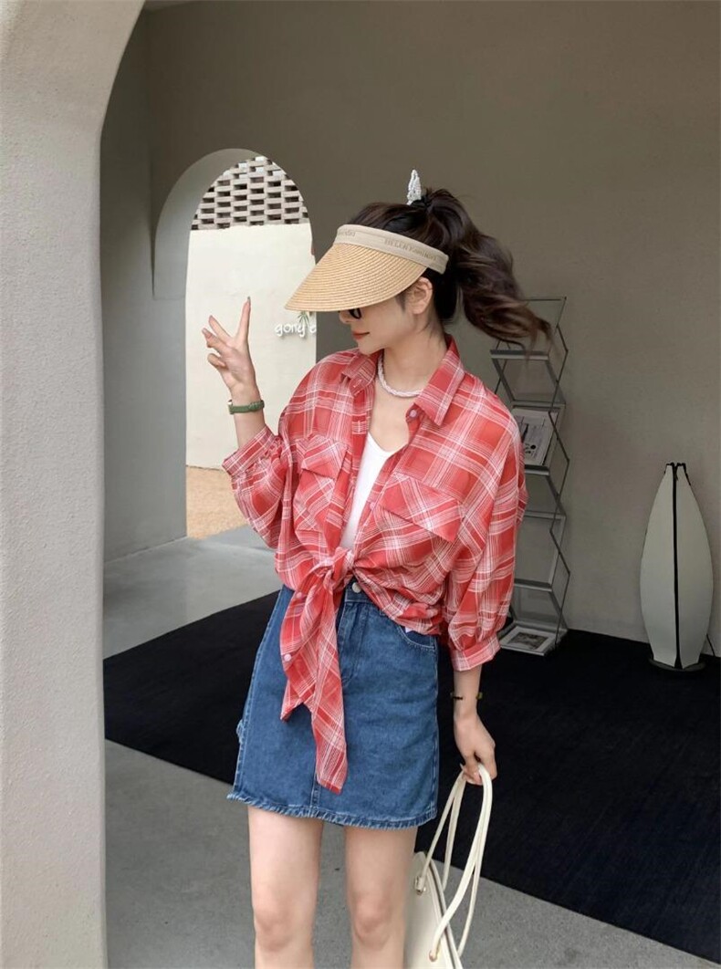 沐沐2022夏格子两件套，，其它，沐·沐