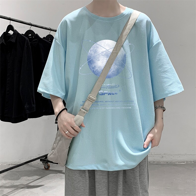 HT73241-P22华夫格t恤男短袖男大码五分袖大皂风,男装T恤,电商A040