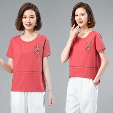 圆领短袖时尚气质T恤韩版优雅潮流2021年夏季，女装T恤，小林双子