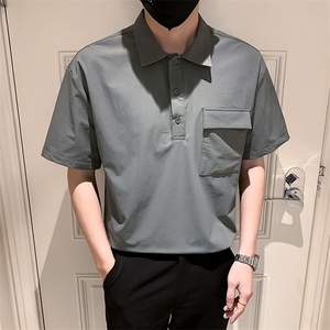 卡其2023夏装社会小伙男士纯色短袖衬衫男衬衣潮C3303-P58控价78图片