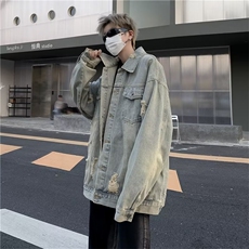 水洗做旧牛仔夹克男2024秋季男款潮破洞美式复古痞帅外套JN1223，男装夹克，星座1116A-1（原606A）