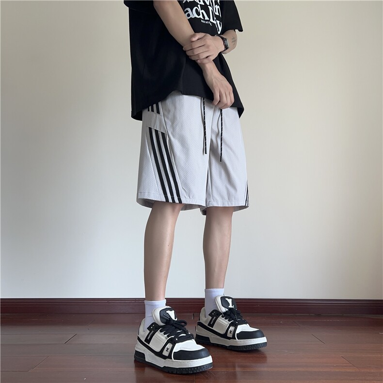 2025夏季新款潮流条纹透气网眼宽松五分裤B315-K24205-特p30控58,男装牛仔裤,电商B315