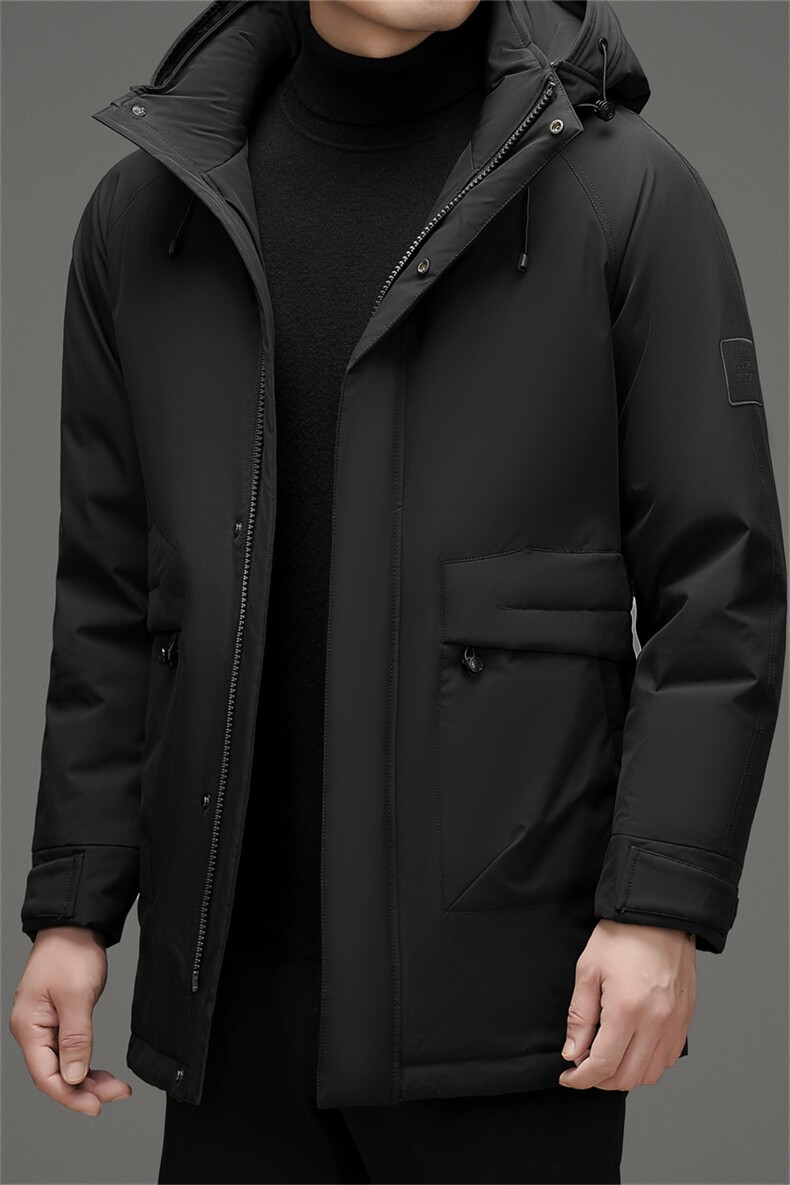冬季男装中年90%鸭绒羽绒服外套可脱卸帽中长款中老年羽绒服大衣,男装羽绒服,钱塘723