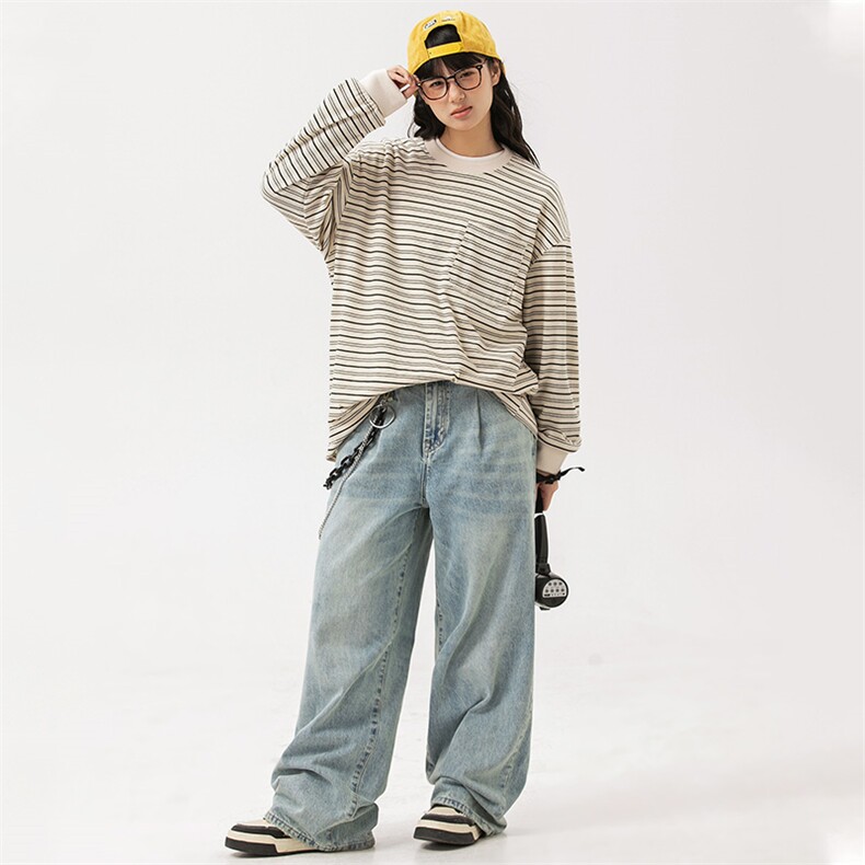 2026春季新款男装日系潮牌宽松条纹卫衣开衫休闲外套WY568-F65，女装短外套，电商A101（原外27）