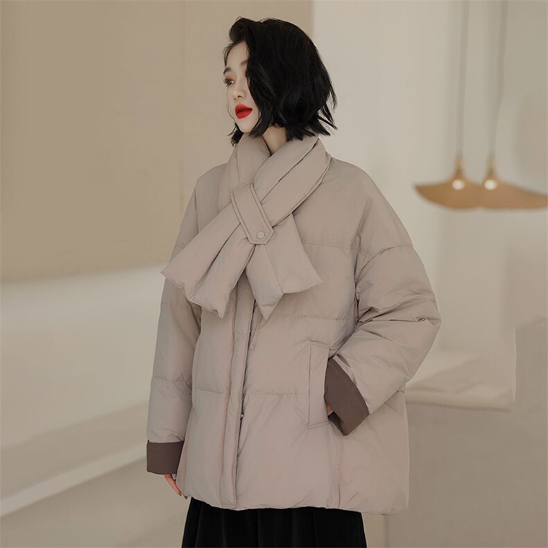 现货现货现货韩版百搭90白鸭绒小围巾保暖羽绒服,女装羽绒服,阳光伊恋