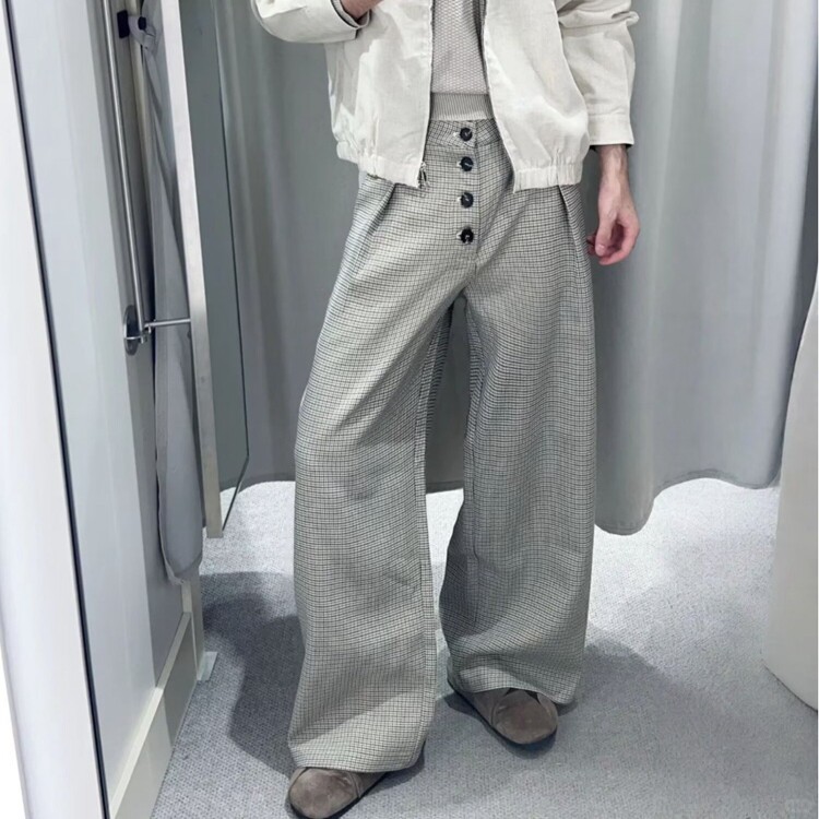 美式复古慵懒松弛宽松竖条纹百搭直筒裤男女休闲宽松阔腿拖地裤,男装休闲裤,星座218-8