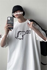 港风几物风小恐龙运动潮流短袖纯棉T恤宽松大码男装打底衫T51-P25，男装T恤，星座508（原C305）