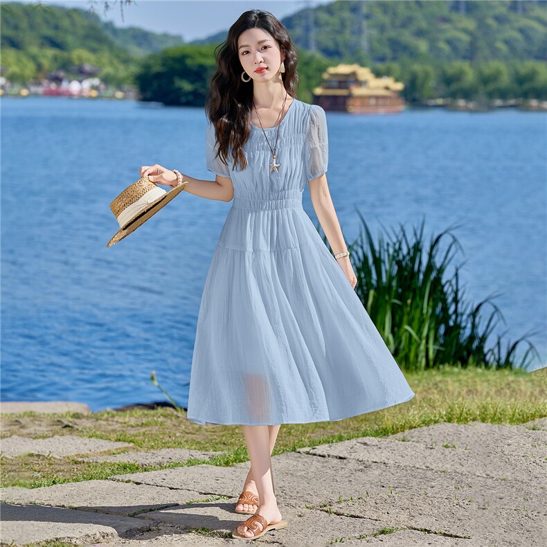 2026年夏季休闲/淑女女士收腰裙,女装连衣裙,衣布洛
