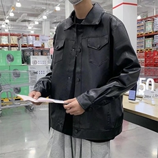 潮青少年秋季休闲刺绣字母PU皮夹克外套男机车皮衣翻领HH3325P57，男装皮衣，星座1013-5