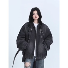 美式做旧扎染重工毛边牛仔外套男女秋冬新款ins潮夹克LF4003-P77，男装工装外套，星座1008