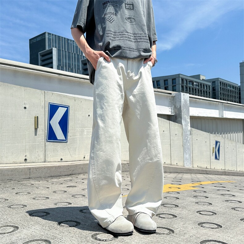 牛仔裤美式复古宽松bf慵懒风阔腿拖地裤子N01163-P53图片