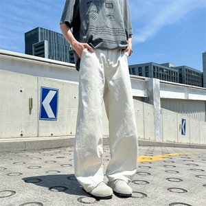 牛仔裤美式复古宽松bf慵懒风阔腿拖地裤子N01163-P53图片