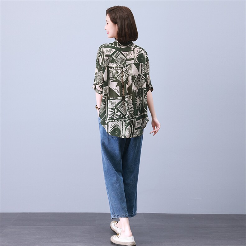 时尚拼接印花镶钻套装宽松显瘦气质女装优雅百搭休闲上衣,女装套装/套裙,叶笙衣