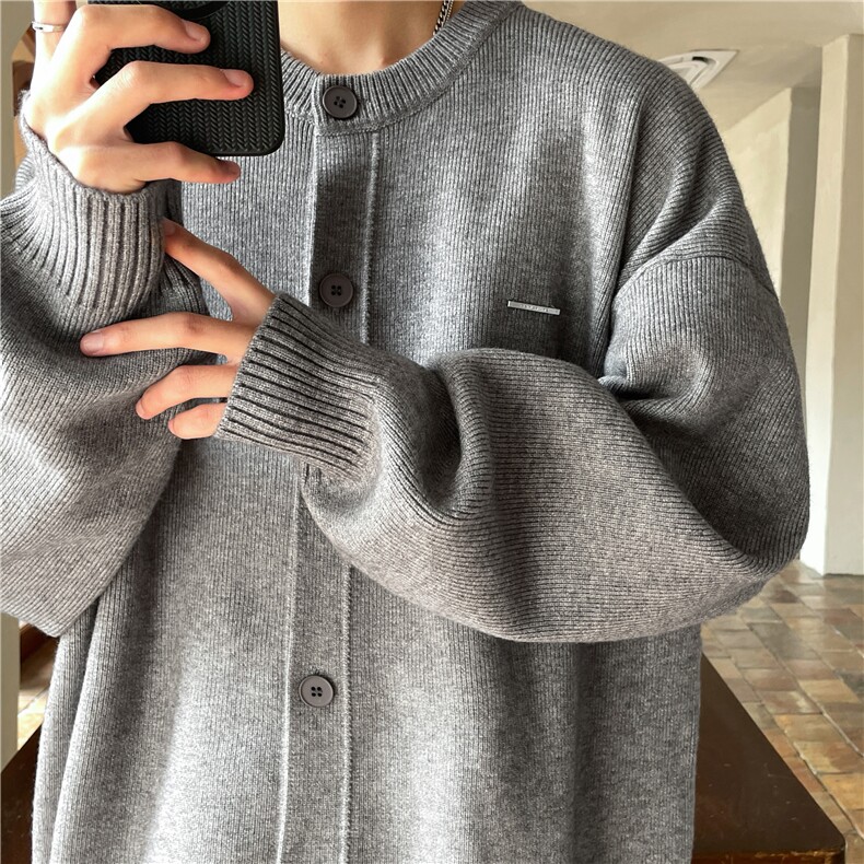 扣子开衫毛衣外套宽松圆领针织衫W618-P65,男装针织衫/毛衣,星座1212