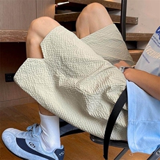 特批P21无差价25夏季泡泡纱可调节腰带痞帅宽松五分短裤男DK5861，男装牛仔裤，电商A001