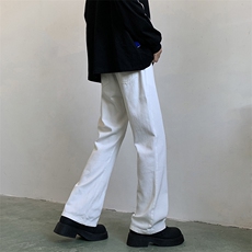 白色牛仔裤男女韩版潮流直筒百搭修身2024秋冬ins长裤RK2171-P35，男装牛仔裤，星座412-2