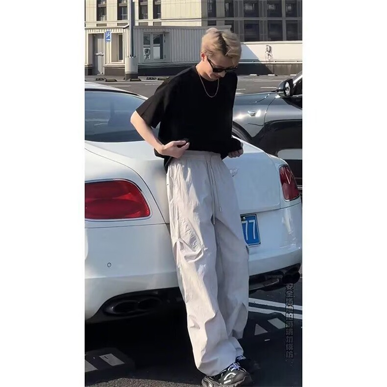 褶皱工装裤男女款美式潮牌高街休闲运动裤子XK63-P43,男装工装外套,星座208-5