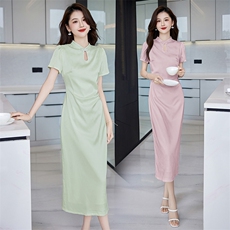 盘扣新中式国风黑色设计师原创连衣裙女装夏气质修身显瘦改良旗袍,女装连衣裙,时尚俏佳人,浙宝-杭派风 盘扣新中式国风黑色设计师原创连衣裙女装夏气质修身显瘦改良旗袍,女装连衣裙,时尚俏佳人,浙宝-杭派风