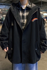 JK41064-P85加棉款-P115纯棉连帽夹克男士大码工装夹克男外套男，男装夹克，电商A040