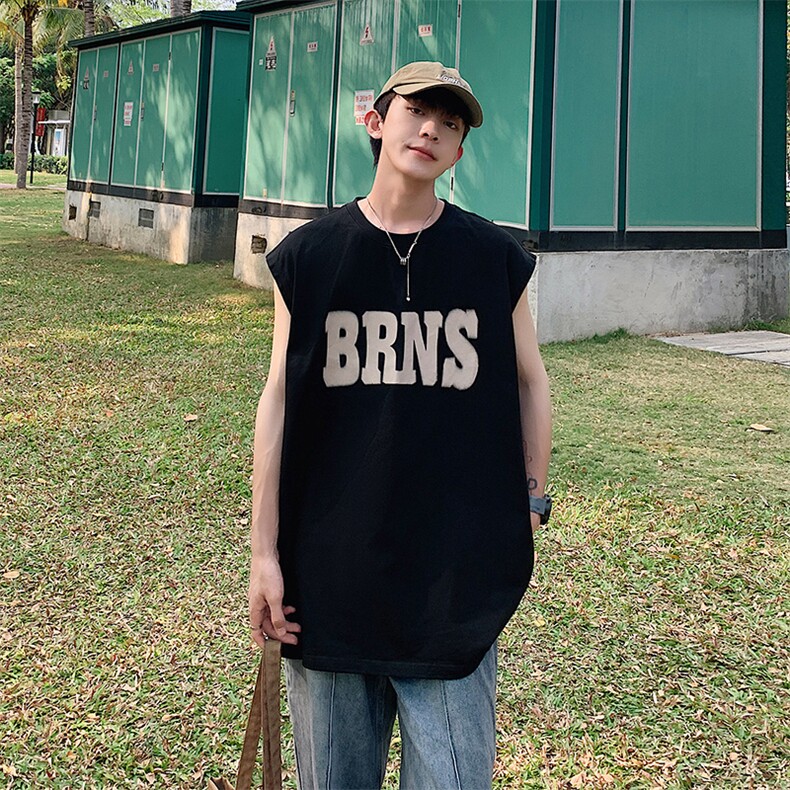 夏季港风t恤男宽松大码纯棉运动背心坎肩潮牌无袖BX005P25,男装背心/马甲,星座1204-3