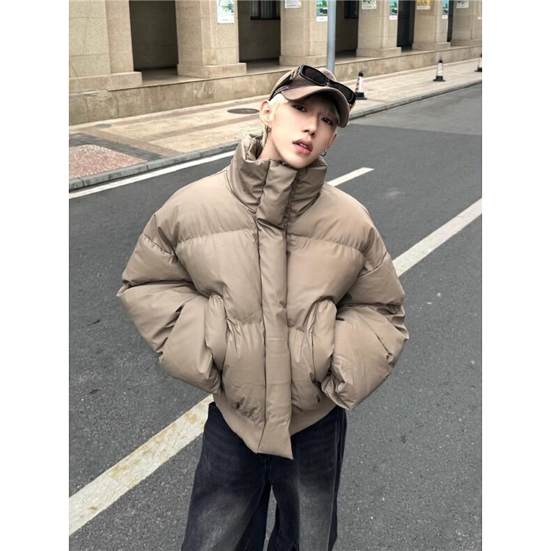美式高街pu皮短款棉服男冬季潮牌穿搭面包服棉衣外套JK6106,男装皮衣,星座516A