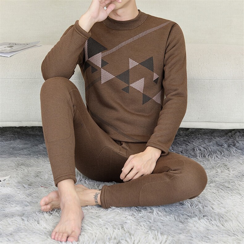 保暖内衣男士半高领秋衣秋裤加厚全身贴片套装TZ880-27-P80,男装休闲套装,星座310B-3