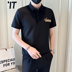 店主风社会小伙男翻领刺绣POLO衫男士夏季男上衣301A-1/PL116/P55，男装Polo衫，星座301A-1