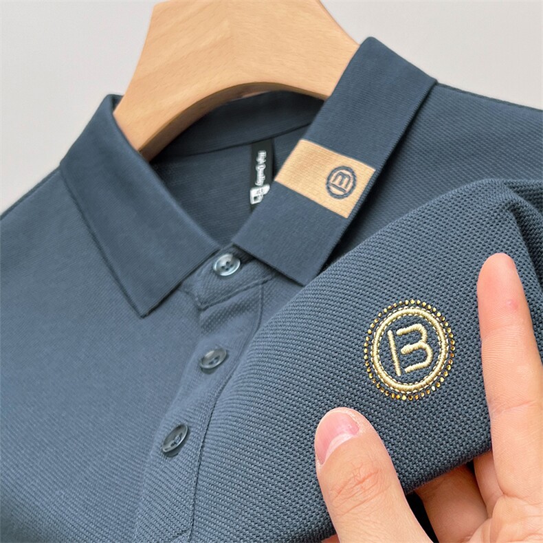 2023夏季新款休闲翻领Polo衫中年男士体恤商务百搭短袖t恤上衣服,男装T恤,电商B212（原钱塘6029）