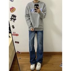 B221美式ins高街暗黑光版修身微喇牛仔裤LK23137-P55控78，男装牛仔裤，电商B221