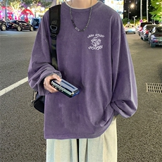 直播品质重磅纯棉美式蜡染水洗做旧潮牌宽松长袖t恤CT305特P38，男装T恤，电商A486