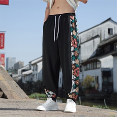 2025新中式潮刺绣男休闲裤冰丝宽松束脚运动裤休闲长裤019-p70，女装休闲裤，星座816A（原B366）