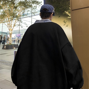 潮牌牛仔领半拉链卫衣男chic痞帅百搭套头T恤polo衫WY0768-P40图片