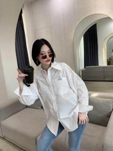 春季新款印花前后笑脸衬衫，女装衬衫，爱娜.悦儿