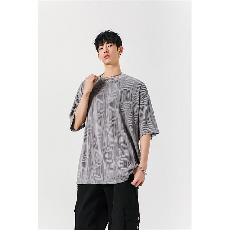 8XL-M特大码夏季短袖冰丝皱感透气T恤男潮垂感宽松半袖DX305P45,男装T恤,电商D206-1