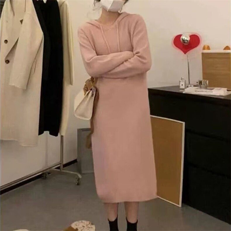 2025年秋季连帽长裙时尚百搭通勤长款，女装连衣裙，萱芳婷羊绒