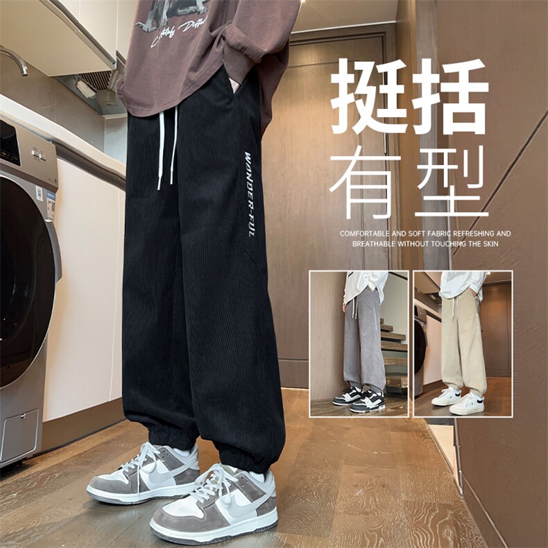 休闲裤子男款卫裤潮牌宽松高街复古直筒运动裤K529-P48图片