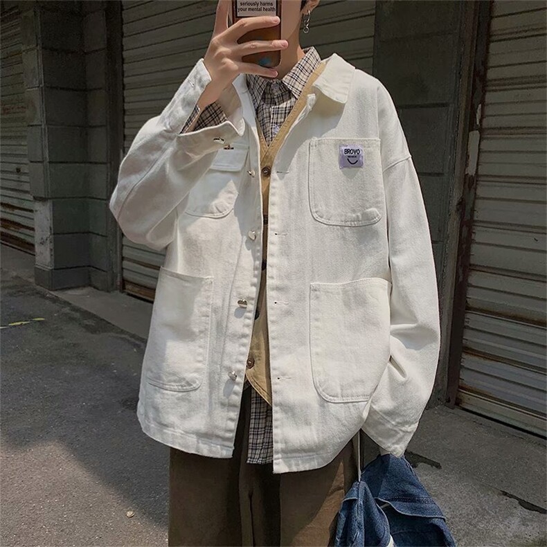 牛仔夹克时尚慵懒潮牌新款潮流流行ins港风工装外套男W6107-P58,男装夹克,星座412-2