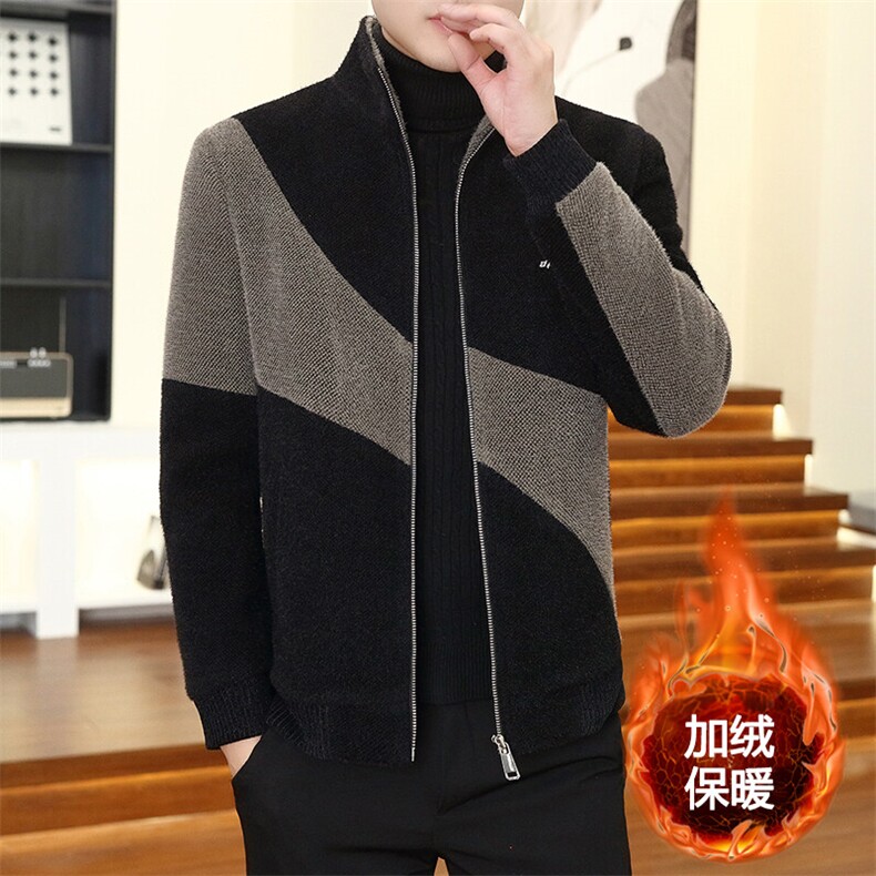 抖音直播秋冬加绒加厚毛呢大衣拼接夹克外套上衣D28P145控238图片