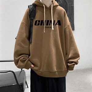 WY2001-P35 纯棉连帽卫衣男大码运动帽衫宽松薄外套男图片