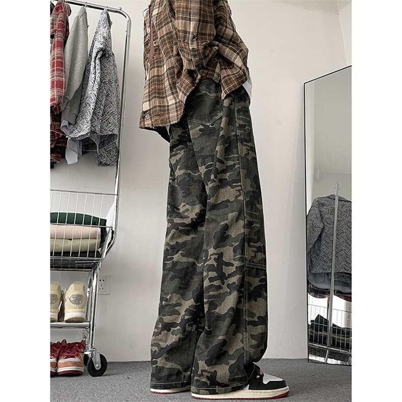 ~迷彩裤美式复古工装伐木库高街直筒休闲裤XZ1002-K081-P65,男装工装外套,星座908