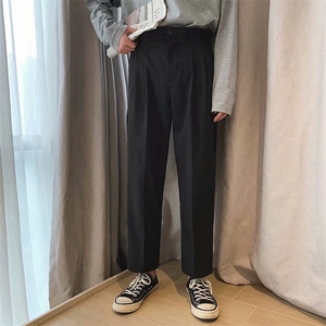坠感西裤男韩版宽松直筒休闲长裤阔腿裤九分裤  KZ05/图片