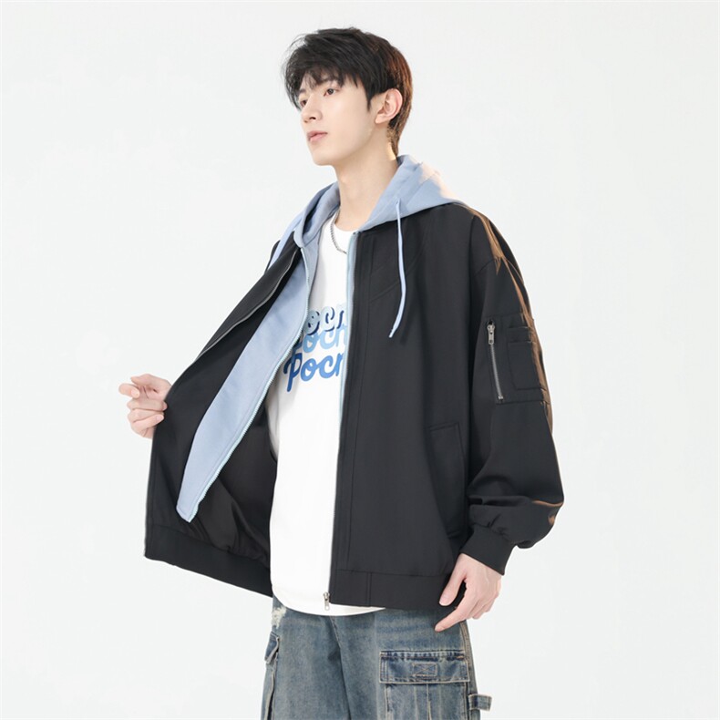 现货假两件夹克男休闲冲锋衣外套DSA157B-J205-P65,男装夹克,电商A157B