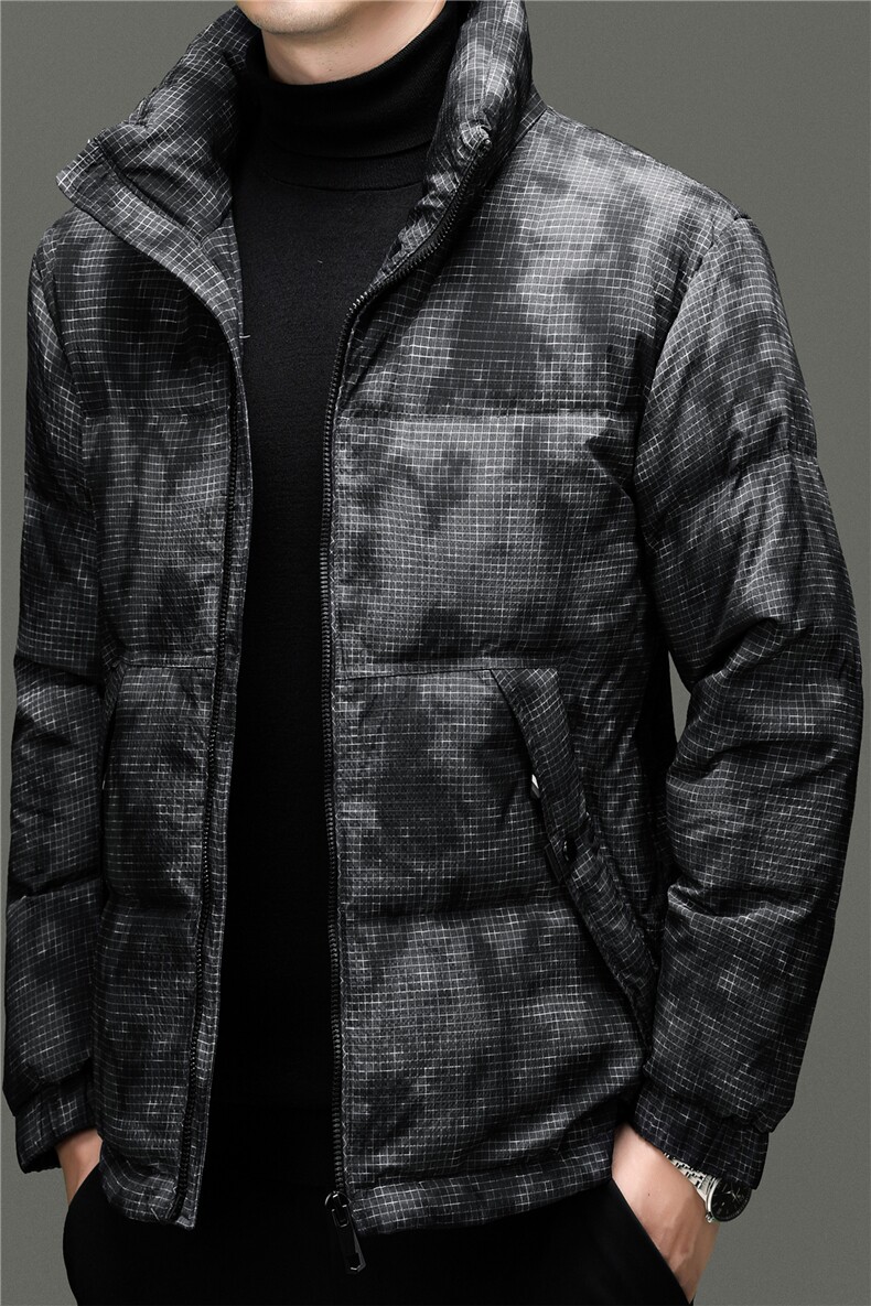 新款冬季短款85绒子白鸭绒仿旧羽绒服外套中年男装加厚羽绒服夹克,男装夹克,钱塘723