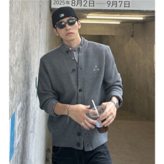 针织男士慵懒风时尚假两件潮流秋季百搭2025新款青年长袖外套，女装短外套，电商C307