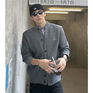 针织男士慵懒风时尚假两件潮流秋季百搭2025新款青年长袖外套图片