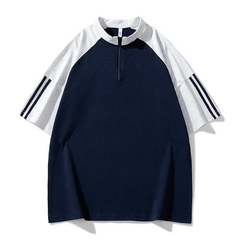 半拉链POLO衫短袖T恤男夏季小众设计感衬衫领半袖上衣,男装Polo衫,星座1206（原A206）