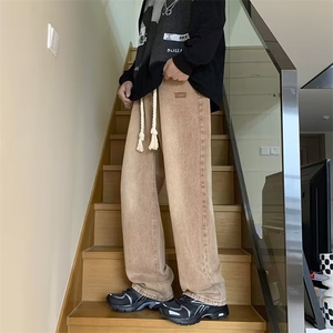 牛仔裤男款春季高街vibe直筒裤潮牌复古宽松休闲长裤子N6066-P48,黑衬衫怎么搭配牛仔长裙上衣图片