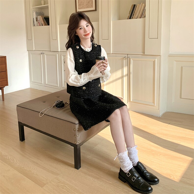 【2025春款现货】小香风马甲+裙子套装088-7711p145k198,女装套装/套裙,2C088
