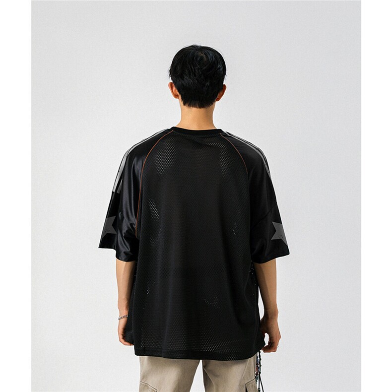 美式橄榄球透气球衣印花网面大码M-5XL短袖T恤男DX78027P39控65,男装T恤,星座226-1